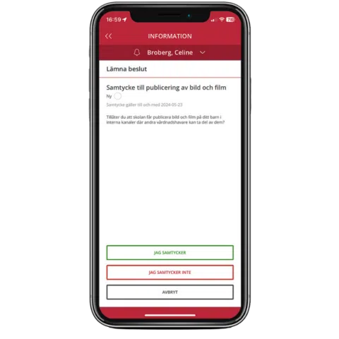 iPhone X displaying Samtycke feature